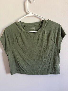 aerie Olive Green Short Sleeve Crop Tee